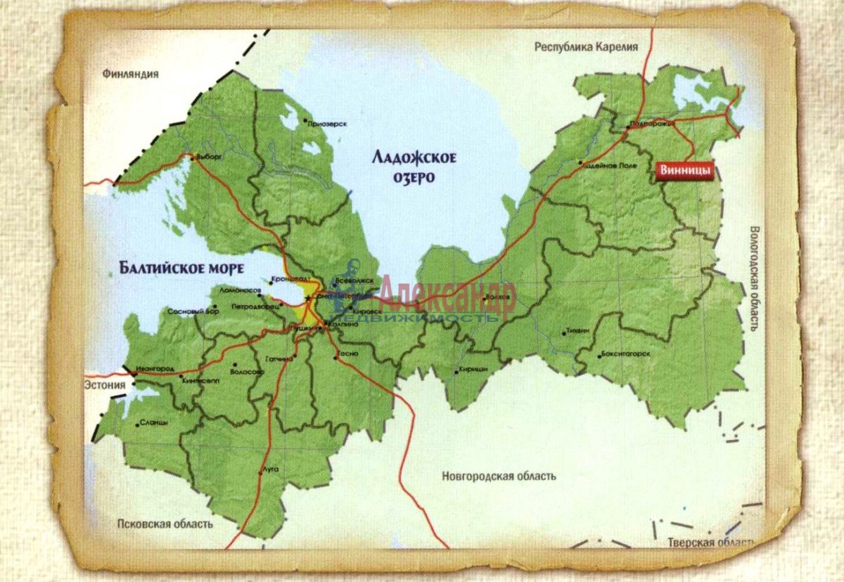 Карта ленинградской области с достопримечательностями